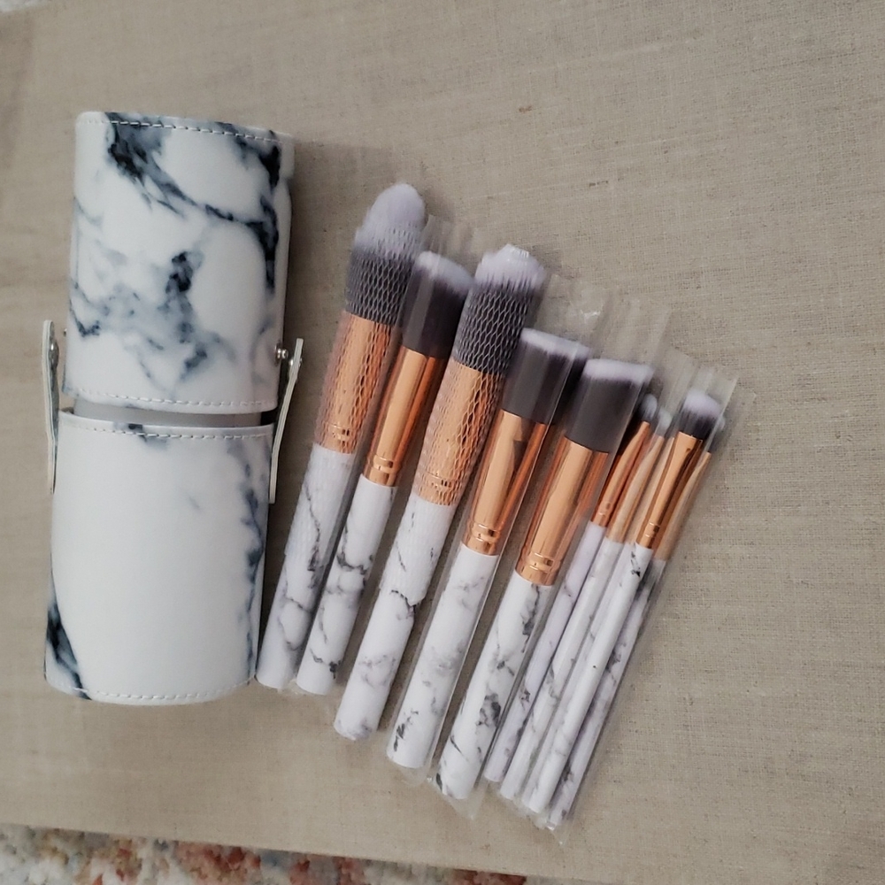 Professional 10 Piece Marble Makeup Brush set with Marble Brushe Holder - Picture 8 of 14